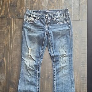 Vigoss Blue Boot Cut Jeans Distressed Style